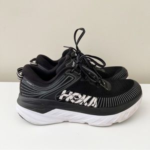 Hoka One One Bondi 7 Running Shoes Size 8 Black and White
